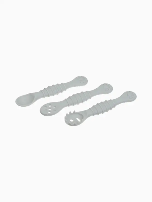 Ложка детская для прикорма, силикон, набор 3 шт., серый M&B