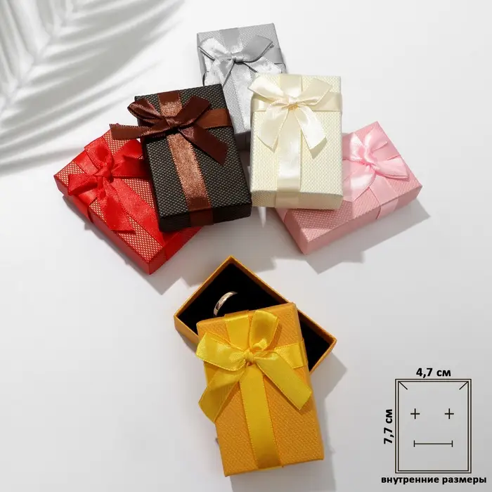 Коробочка подарочная под набор «Бант», 5×8, МИКС, вставка чёрная Коробочка подарочная под набор «Бант», 5×8, МИКС, вставка чёрная