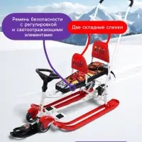 Снегокат &laquo;Тимка спорт 6Д&raquo; с граффити, с двумя спинками, с родительской ручкой, красный, чёрный, ТС6Д/GR Nika