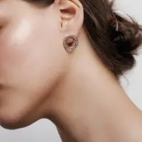 Серьги гвоздики круглые со стразами, белые в серебре d=1.8 м