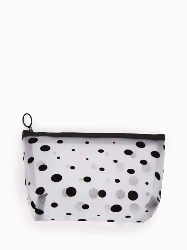 Косметичка дор Горох, сетка 17*6,5*13,5, отд на молнии, белый Косметичка дор Горох, сетка 17*6,5*13,5, отд на молнии, белый