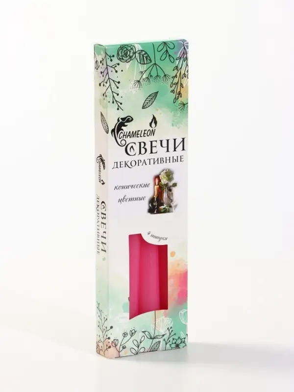 Набор свечей конических 2.2&times;24 см, 4 шт., 50 г, 8 ч, МИКС