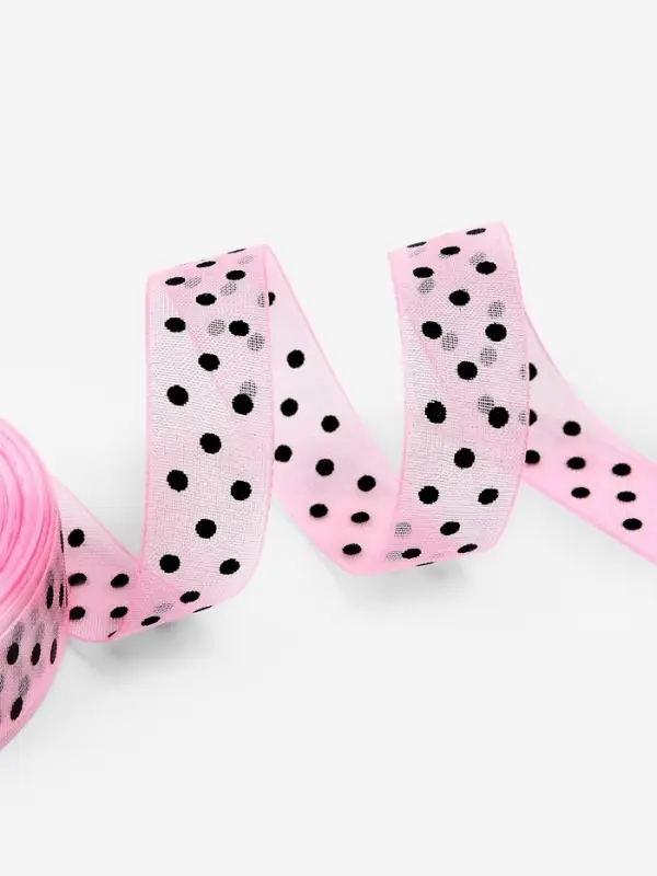 Лента капроновая &laquo;Горох&raquo;, 15 мм, 23&plusmn;1 м, розовая