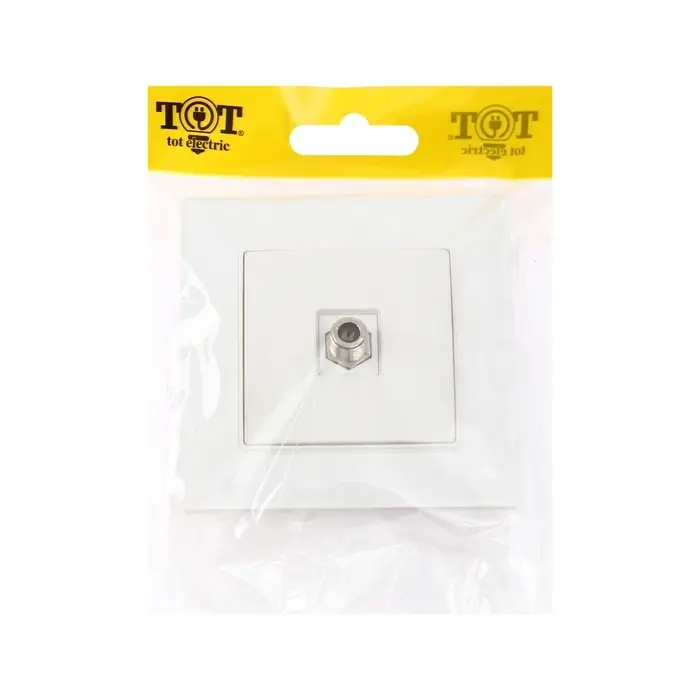 Розетка телевизионная TOT Matte Glass, стекло, скрытая, одноместная, белая