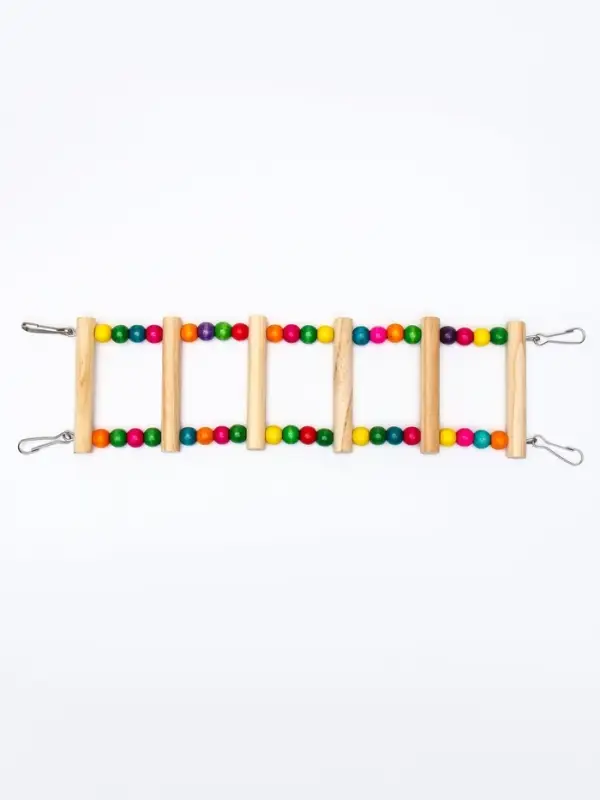 Игрушка для птиц &laquo;Лесенка с бусинами&raquo; 6 ступеней, 37 см, цвет МИКС