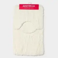 Коврики для ванной и туалета &laquo;Доляна. Плюшевый&raquo;, 3 шт., 80&times;50 см, 40&times;50 см, 40&times;35 см, белые