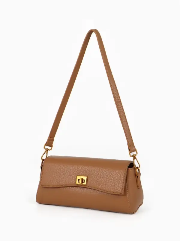 Сумка женская мессенджер TEXTURA на клапане, 26&times;9&times;12 см, коричневая