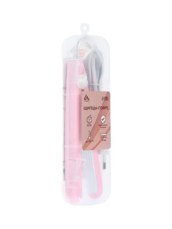 Щипцы-гофре Luazon LW-26, мини, 25 Вт, керамическое покрытие, 65&times;15 мм, до 160 &deg;C, розовые