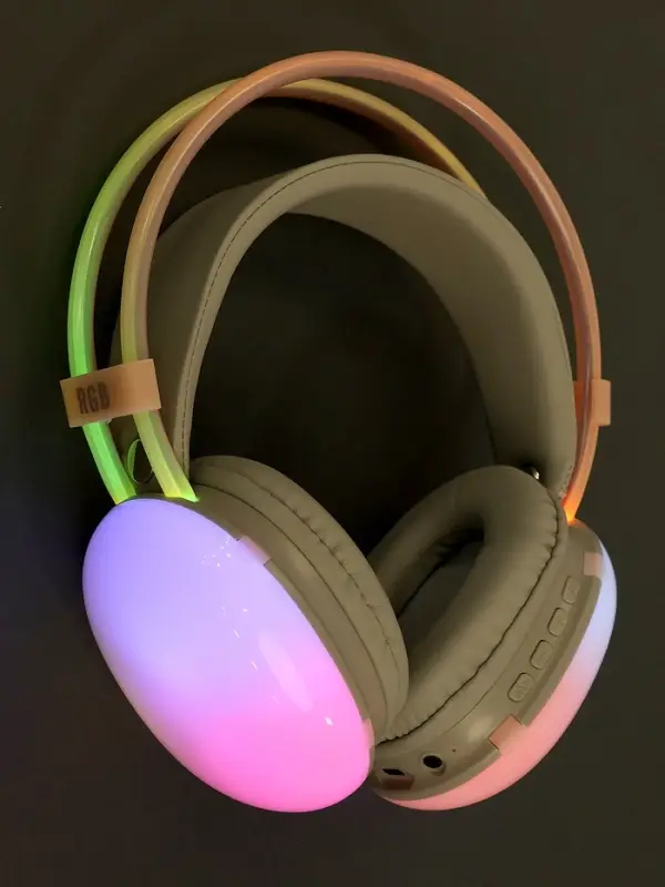 Наушники беспроводные, полноразмерные, Mybit W-33, RGB подсветка, Bluetooth 5.3, 800 мАч, Type-C, RGB подсветка, розовые