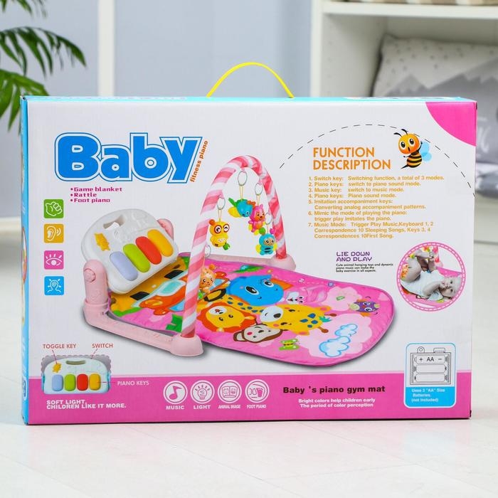 Развивающий коврик «Жирафик», с пианино, розовый Развивающий коврик «Жирафик», с пианино, розовый