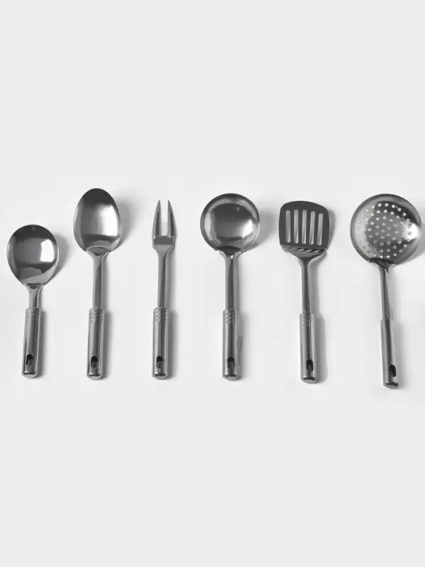 Набор кухонных принадлежностей &laquo;Стандарт&raquo;, 6 предметов, на подвесе, серебристый