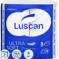 Бумага туалетная Luscan Deluxe 3сл бел 100%цел втул 19,35м 155л 8рул/уп