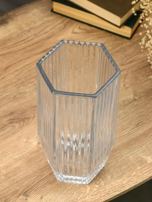 Ваза стекло настольная  Ваза стекло настольная "Эдисон" линии, 28х13,5 см, прозрачный