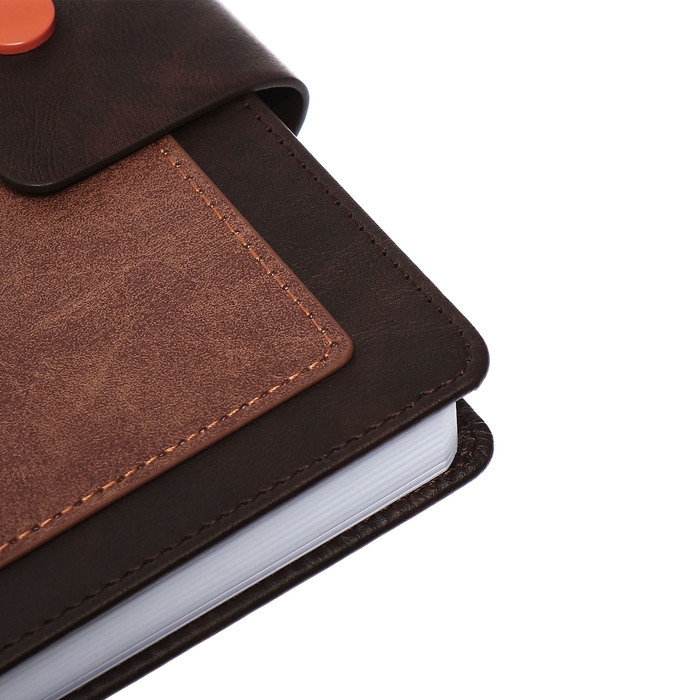 Ежедневник недатированный, А5, 140л, клетка, обл.кожзам, на кнопке, Серый/коричневый Ежедневник недатированный, А5, 140л, клетка, обл.кожзам, на кнопке, Серый/коричневый