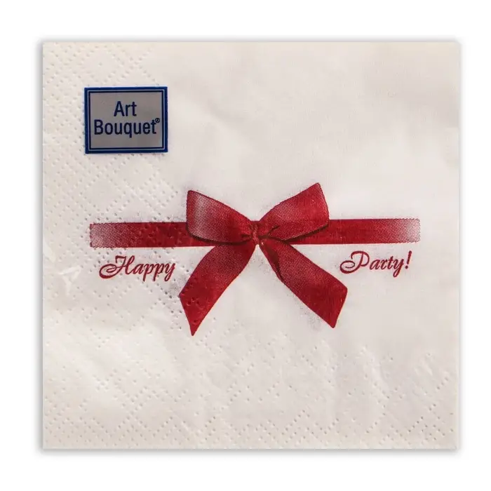 Салфетки новогодние бумажные Art Bouquet «Подарок бордовый», 2 слоя, 20х20 см, 30 шт.
