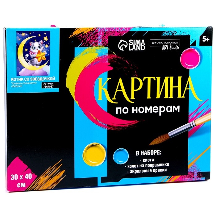 Картина по номерам на холсте с подрамником &laquo;Котик со звёздочкой&raquo;, 30 х 40 см