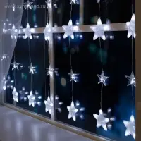 Гирлянда &laquo;Бахрома&raquo; 2.4&times;0.9 м с насадками &laquo;Звёздочки&raquo;, IP20, прозрачная нить, 186 LED, свечение белое, 8 режимов, 220 В
