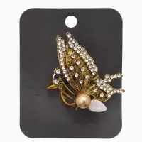 Кольцо для платка "Бабочка профиль", цвет белый в чернёном золоте Кольцо для платка "Бабочка профиль", цвет белый в чернёном золоте