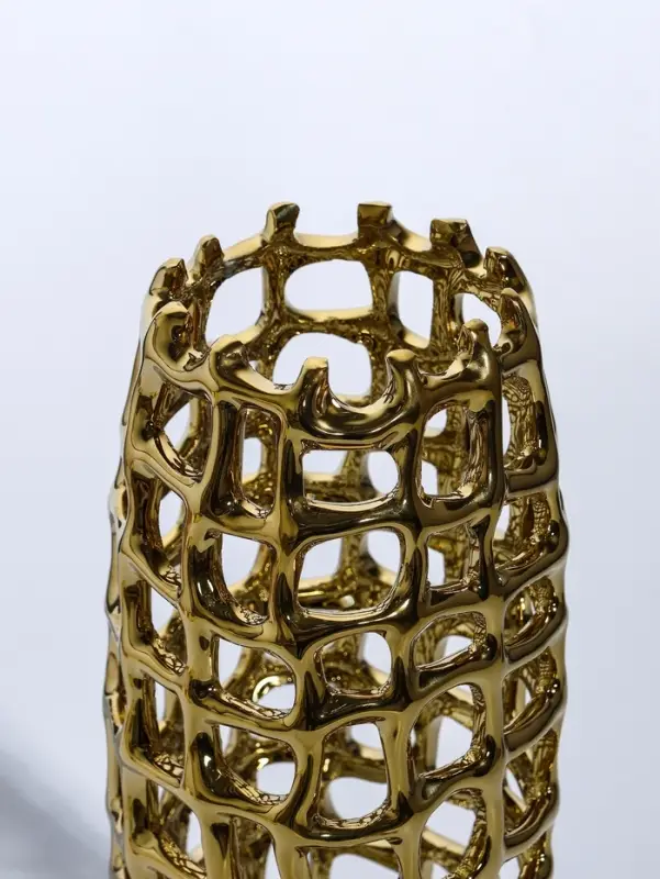 Ваза керамика настольная Ваза керамика настольная "Дайзи" крупная сетка, h=30 d=10 см, золото