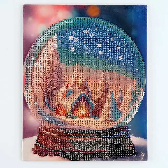 Алмазная мозаика на новый год с частичным заполнением для детей &laquo;Снежный шар&raquo;, 20&times;25 см, набор для творчества