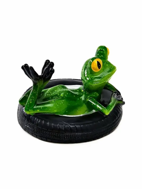 Садовая фигура из полистоуна &laquo;Лягушка на шине&raquo;, 14&times;13&times;9.5 см, плавающая