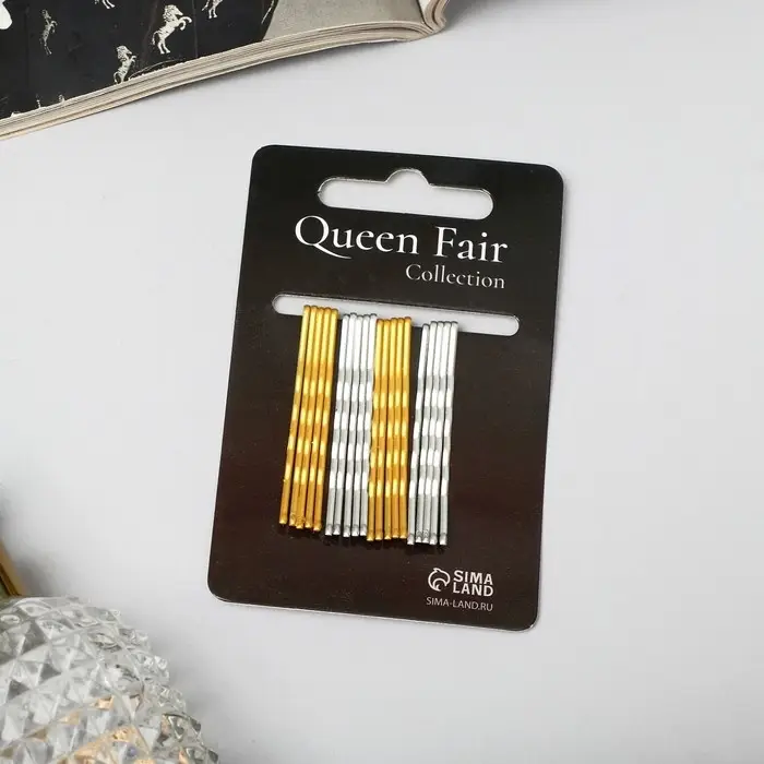 Невидимка для волос «Классика перламутр», набор 20 шт., 5 см, золото, серебро