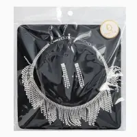 Набор 2 предмета: серьги, колье со стразами &laquo;Лёд&raquo;, d=13.5 см, белый в серебре