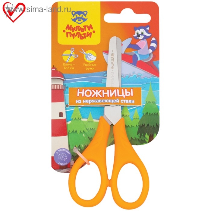 Ножницы 12,8 см детские Мульти-Пульти  Ножницы 12,8 см детские Мульти-Пульти "Приключения Енота", микс, европодвес