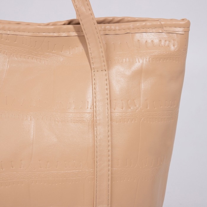 Сумка-шопер женская на молнии, цвет бежевый