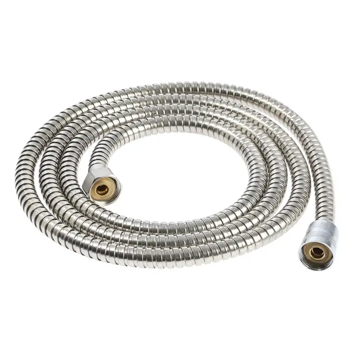 Душевой шланг ZEIN Z28PS, 200 см, цинковые гайки 1/2", латунная втулка, нержавеющая сталь, Имп/Имп