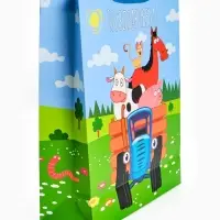 Пакет подарочный &laquo;Синий трактор&raquo;, L  40 &times; 31 &times; 11,5 см