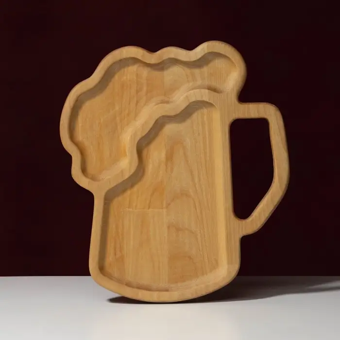 Подарочный набор посуды Adelica &laquo;Пивная кружка&raquo;, блюдо для подачи, открывашка для бутылок, 25&times;22&times;1.8 см, 12&times;5&times;1.8 см, дерево берёза