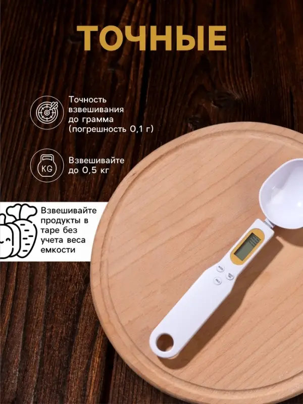 Мерная ложка Luazon LV-507, электронная, до 0.5 кг, белая