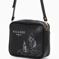 Сумка женская на молнии TEXTURA, 22&times;8&times;17 см, с принтом, чёрная