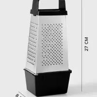 Тёрка с контейнером КВАРЦ &laquo;Комфорт&raquo;, 4 грани, 450 мл, 11&times;8.5&times;27 см, металл, МИКС