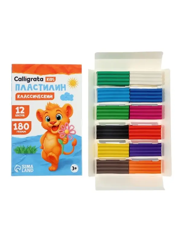 Пластилин &laquo;Calligrata kids: классический&raquo;, 12 цветов, 180 г