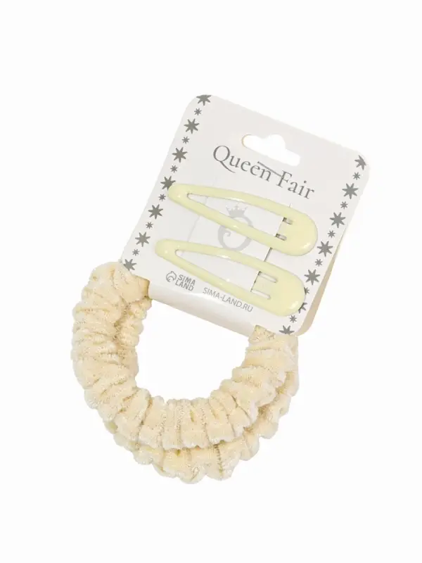 Набор для волос &laquo;Глория нежность&raquo;, 2 резинки 5.5 см, 2 заколки 5 см, молочный