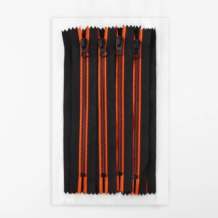 Молния «Трактор», №5, неразъёмная, замок автомат, 18 см, чёрная, оранжевая Молния «Трактор», №5, неразъёмная, замок автомат, 18 см, чёрная, оранжевая