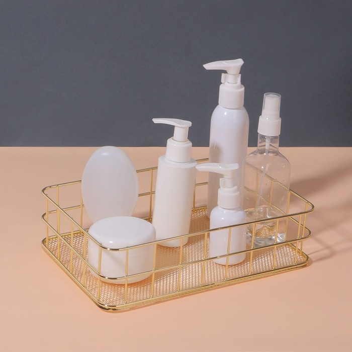 Органайзер для хранения косметических принадлежностей «РАФАЭЛЬ», 24,5 × 16,5 × 6,5 см, цвет золотистый