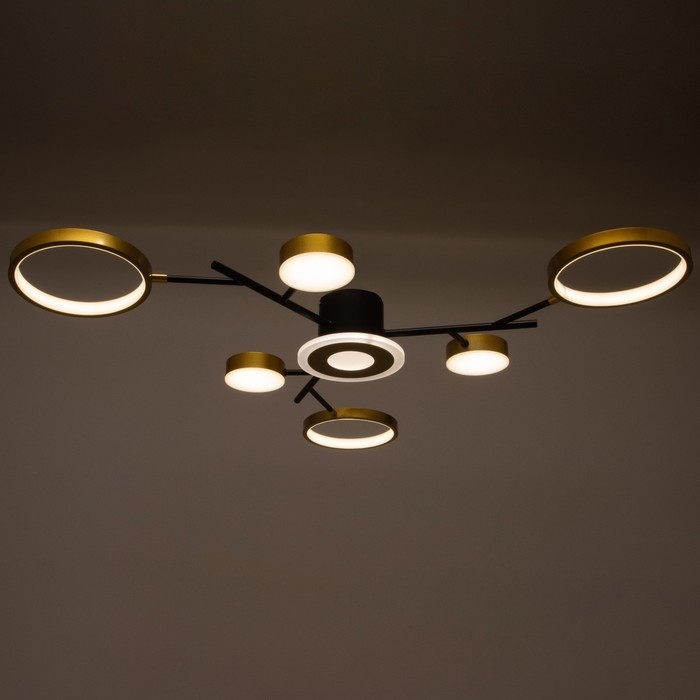 Люстра с ПДУ 2300/7GD LED 150Вт 3000-6000К золото 75х75х9 см BayerLux