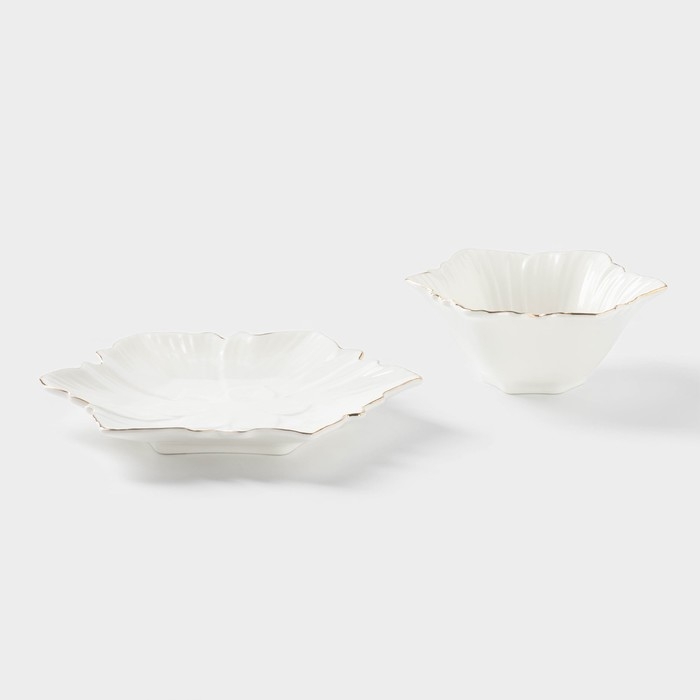 Набор салатников керамических «Богема. Фиалка», 13×5,5 см, 18×2 см, 2 предмета Набор салатников керамических «Богема. Фиалка», 13×5,5 см, 18×2 см, 2 предмета