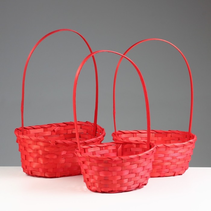 Набор корзин плетеных, бамбук, 22х18x10/34см, 24х19x10/36см, 27х21x10/38см, 3 шт Набор корзин плетеных, бамбук, 22х18x10/34см, 24х19x10/36см, 27х21x10/38см, 3 шт