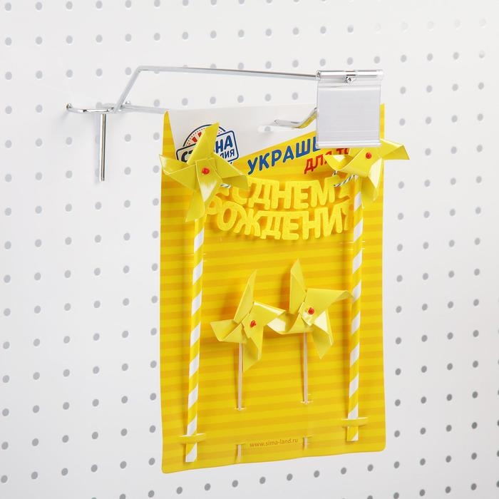 Крючок одинарный с ценникодержателем для перфорации, d=4,8 мм, L=30 см, шаг 50 мм, цвет хром Крючок одинарный с ценникодержателем для перфорации, d=4,8 мм, L=30 см, шаг 50 мм, цвет хром