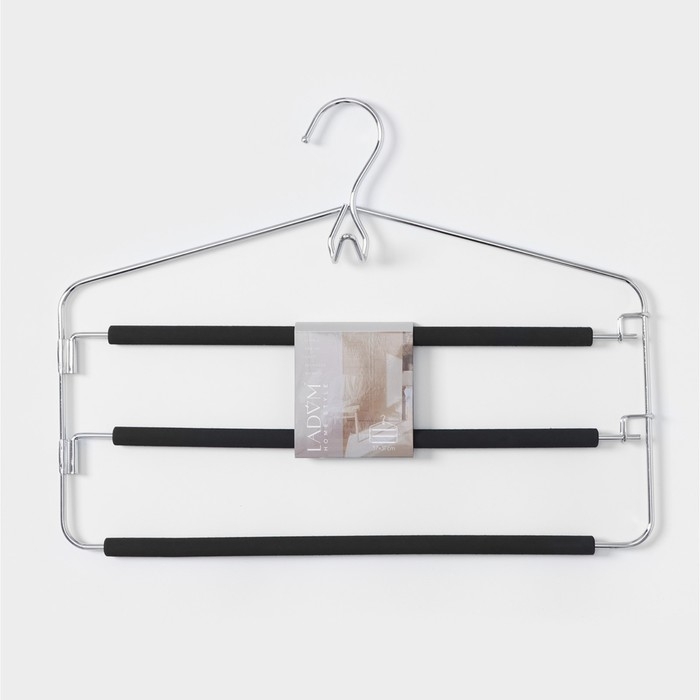 Плечики - вешалка для одежды LaDо́m Doux, 37×31см, многоуровневая, антискользящее покрытие, цвет чёрный Плечики - вешалка для одежды LaDо́m Doux, 37×31см, многоуровневая, антискользящее покрытие, цвет чёрный