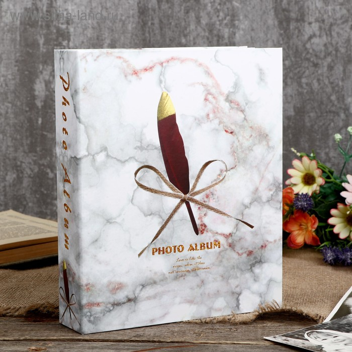 Фотоальбом на 80 фото 10х15 см  Фотоальбом на 80 фото 10х15 см "Мрамор и перо" в коробке МИКС 23х19,5х5 см