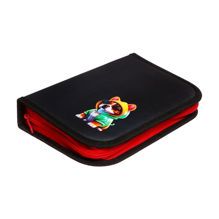 Пенал 3 секции, вкладка внутри, 140 х 210 х 40 мм, тканевый, Calligrata TOP Block Пенал 3 секции, вкладка внутри, 140 х 210 х 40 мм, тканевый, Calligrata TOP Block "Крутой бульдог"