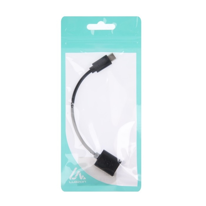 OTG кабель Luazon, Type-C - USB, 1 А, 0.14 м, чёрный OTG кабель Luazon, Type-C - USB, 1 А, 0.14 м, чёрный