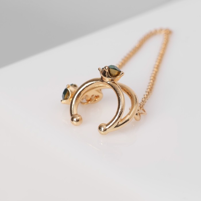 Серьга «Кафф» два кольца, цвет изумрудный в золоте