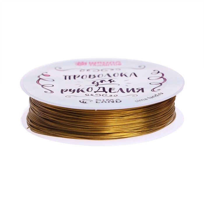Проволока для бисероплетения D= 0,4 мм, длина 30 м, цвет золотой Проволока для бисероплетения D= 0,4 мм, длина 30 м, цвет золотой