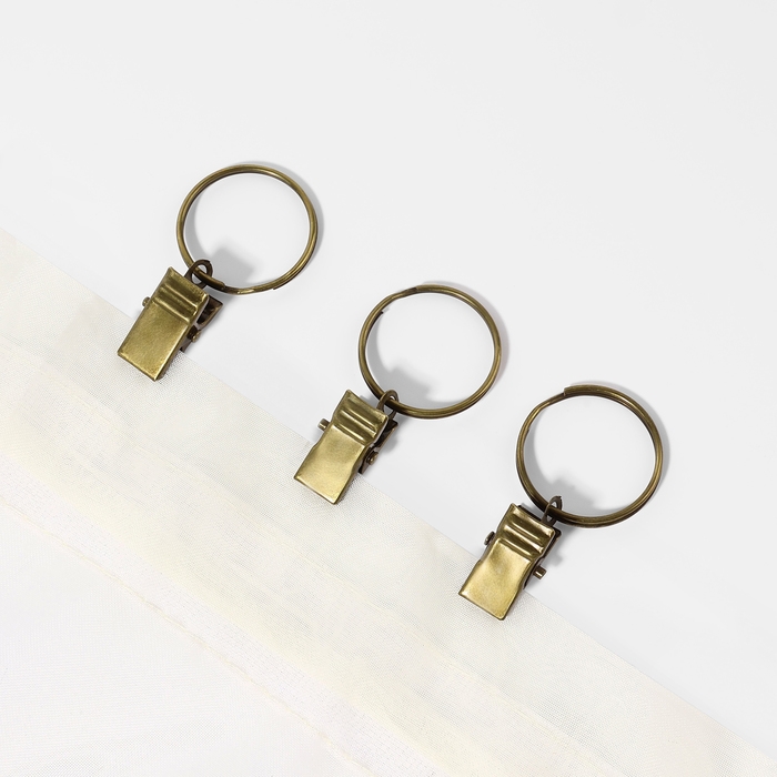 Кольцо для карниза, с зажимом, d = 22/26 мм, 20 шт, цвет бронзовый Кольцо для карниза, с зажимом, d = 22/26 мм, 20 шт, цвет бронзовый